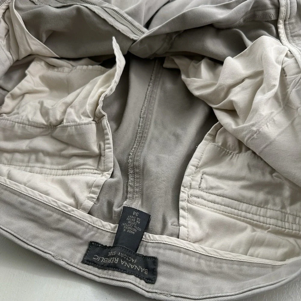 VTG Banana Republic‎ Mens 34 Army Cargo Shorts Beige Canvas Skater Y2K Military